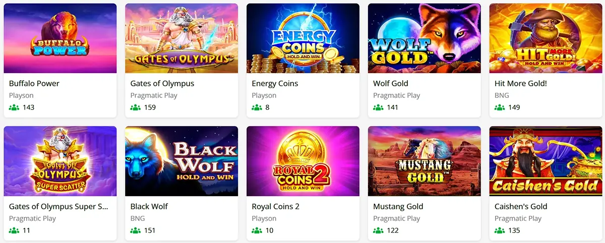 Lucky Green Casino top slots