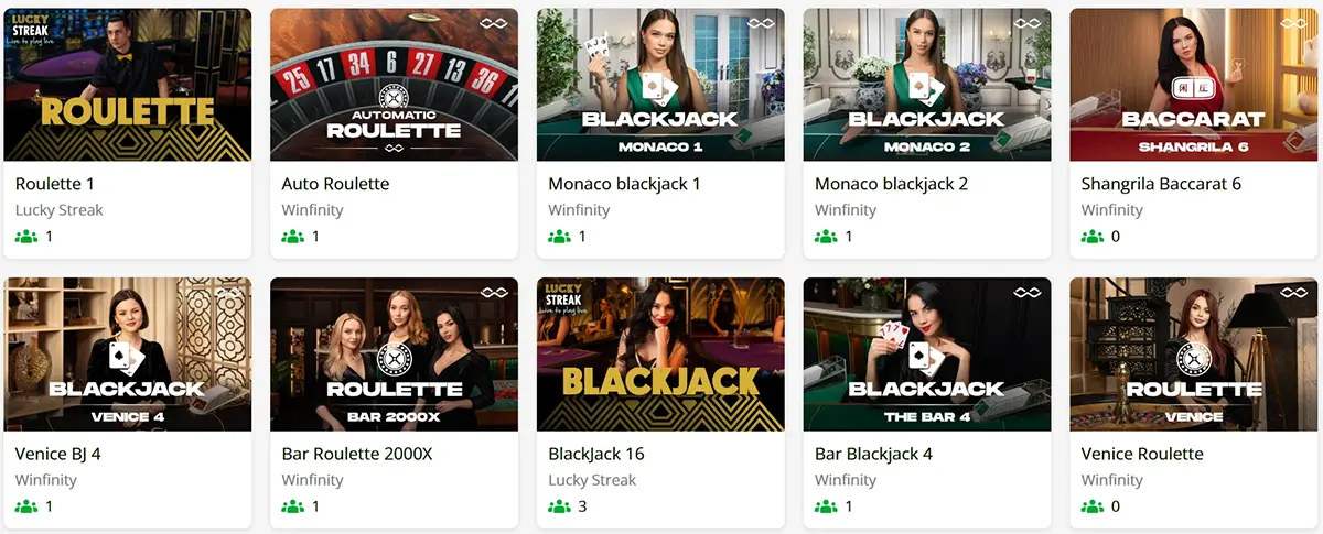 Lucky Green Casino popular live games